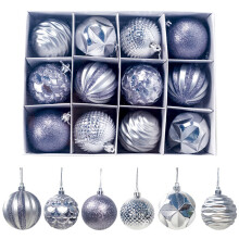 ( Silver) 12 Christmas Tree Balls Baubles Xmas Tree Hanging Ornament