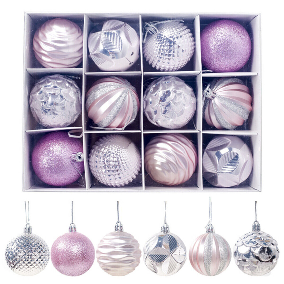 Xylfly ( ) 12 Christmas Tree Balls Baubles Xmas Tree Hanging Ornament Pink