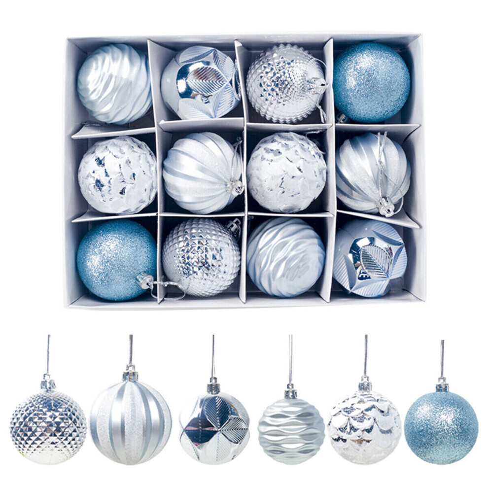 (  Blue) 12 Christmas Tree Balls Baubles Xmas Tree Hanging Ornament