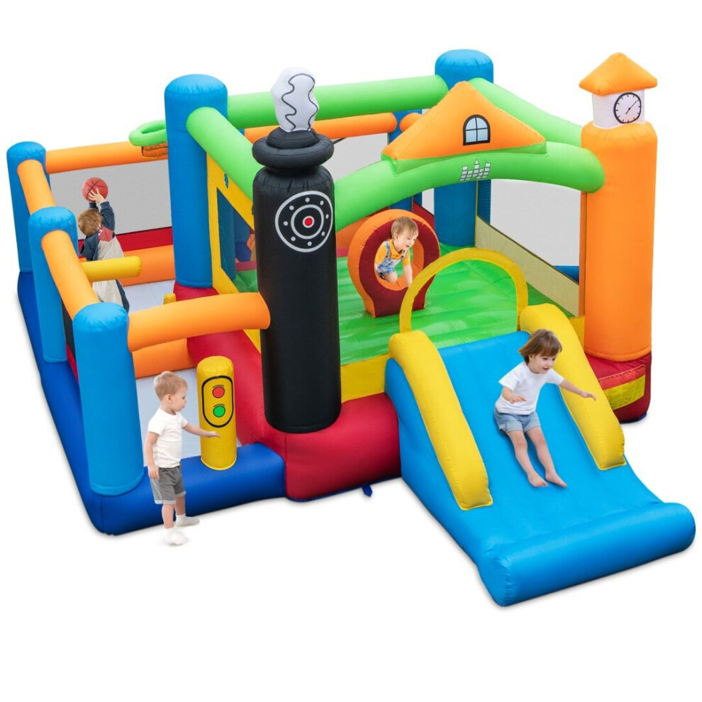 Inflatable Bounce Castle Train Themed Kids Jumping  &  Slide Playhouse