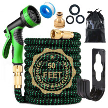 (50FT+10 Mode) Expandable Garden Hose Flexible Water Pipe 10 Pattern Spray Gun