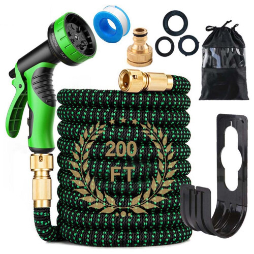 (200FT+10 Mode) Expandable Garden Hose Flexible Water Pipe 10 Pattern Spray Gun