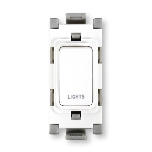 Deta G3514/LI Grid Switch 20 Amp Double Pole marked 'LIGHTS' (White)