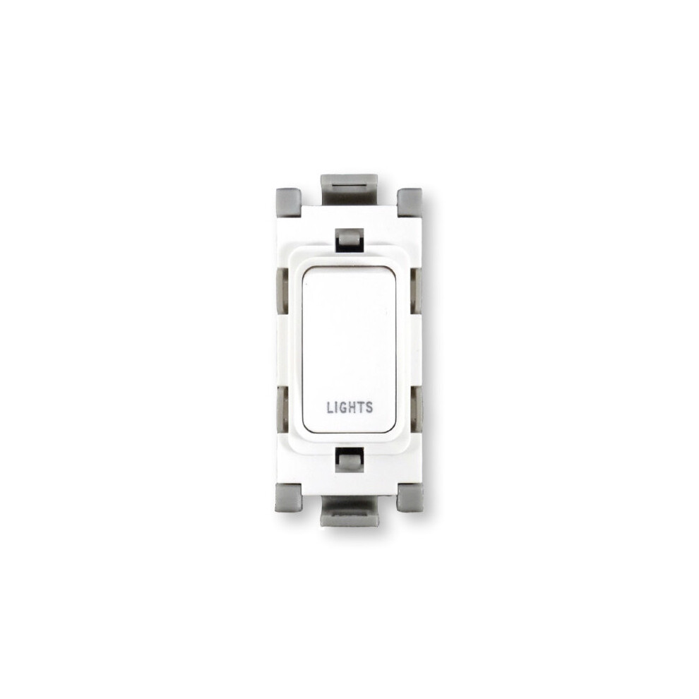 Deta G3514/Li Grid Switch 20 Amp Double Pole Marked 'Lights' (White) 5051140622848