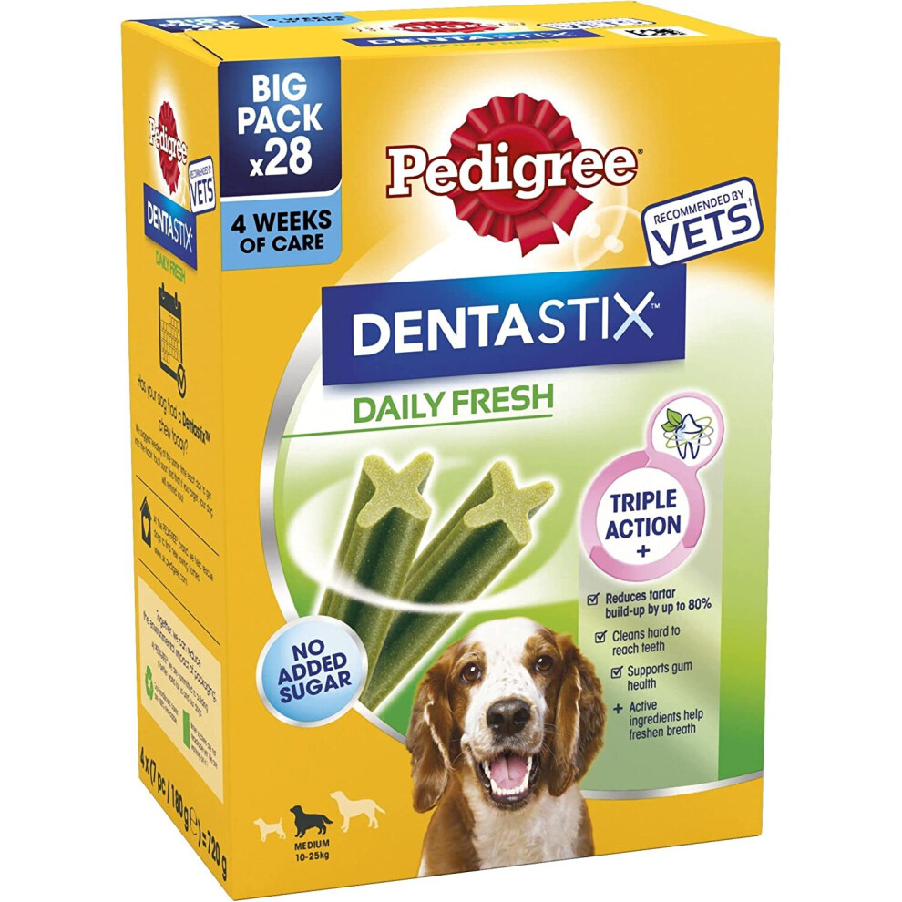 Pedigree Dentastix - Fresh Daily Dental Chews Medium Dog, 112 Sticks - 2.88 kg MegaPack (4 x 28 Sticks)