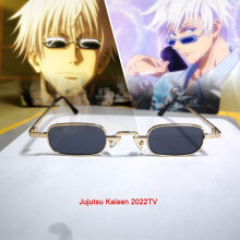 (Golden Glasses) Jujutsu Kaisen Gojo Satoru Sunglasses Blindfold Cosplay Props Comic Con Dress Up