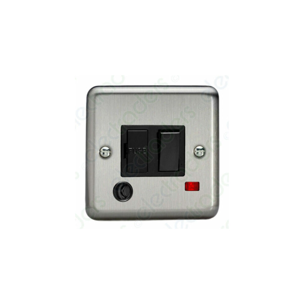 Varilight Xs6fonb Switched Spur Unit With Neon & Flex Outlet 13 Amp Matt Chrome 5021575830552