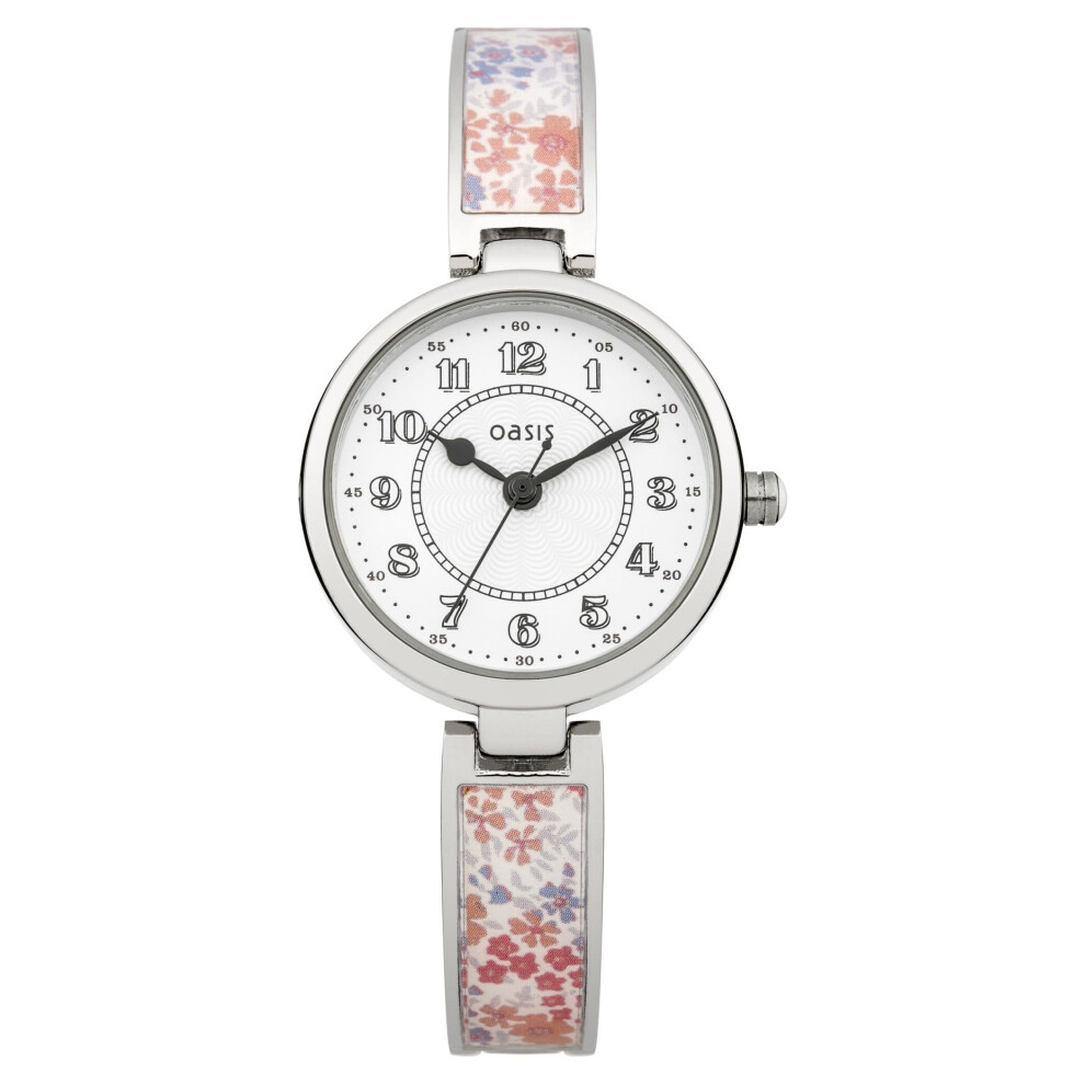 Oasis Women's Quartz Watch White Dial Analogue Display and Multicolour Bangle