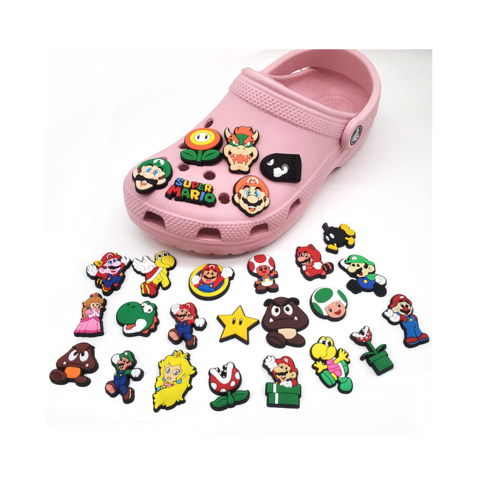 27pcs Mario Super Cartoon Peripheral Shoe Charms For Clogs Buckles Decor Gifts