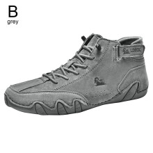 ( Grey, 41) Italian Suede Boots Handmade with Closure High Tops Men's Casual Shoes Cottons