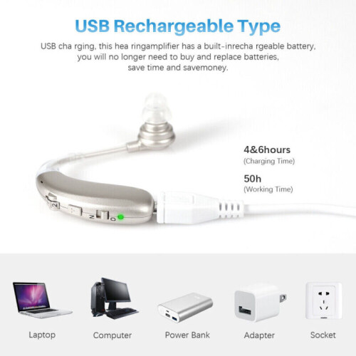 Digital BTE Rechargeable Hearing Amplifier Adjustable Volume Sound Voice Behind Ear Hearing Aid 1