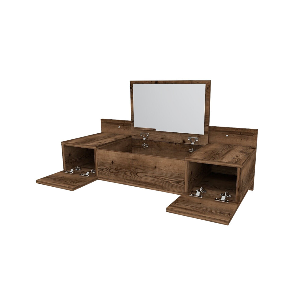 (Light Walnut) Bertus Wall Mounted Makeup Vanity Table