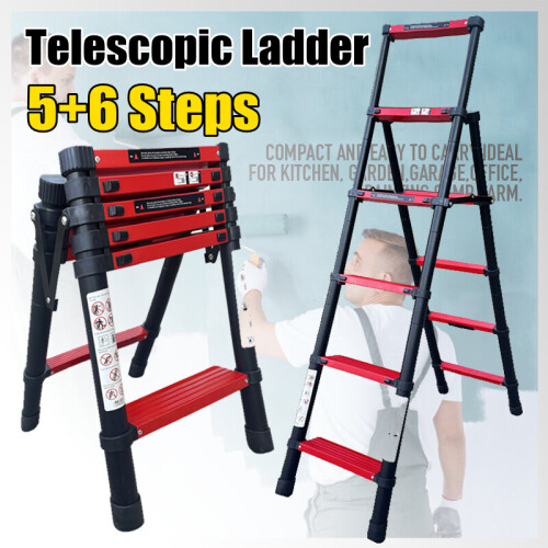 1.7M 5+6 Steps A-frame Folding Aluminium Telescopic Ladder