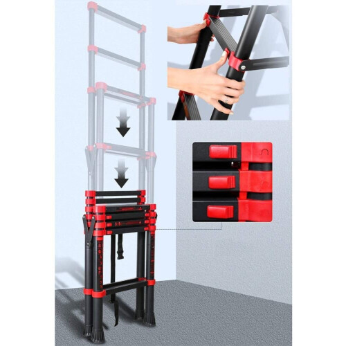 1.7M 5+6 Steps A-frame Folding Aluminium Telescopic Ladder 1