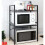 3 Tiers Expandable Microwave Oven Rack with 6 Hooks Kitchen Storage Organiser 9