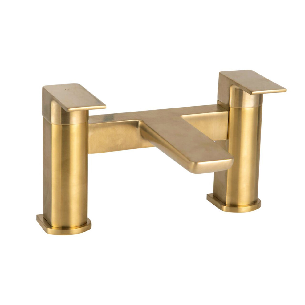 Curve Brushed Brass Bath Filler Tap 5060966976134