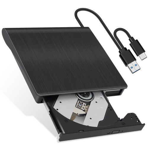 External CD/DVD Drive for Laptop,USB 3.0 Ultra-Slim Portable,CD Burner External Disk Drive Optical Compatible with Desktop Mac,Windows 11/10/8/7 Linux