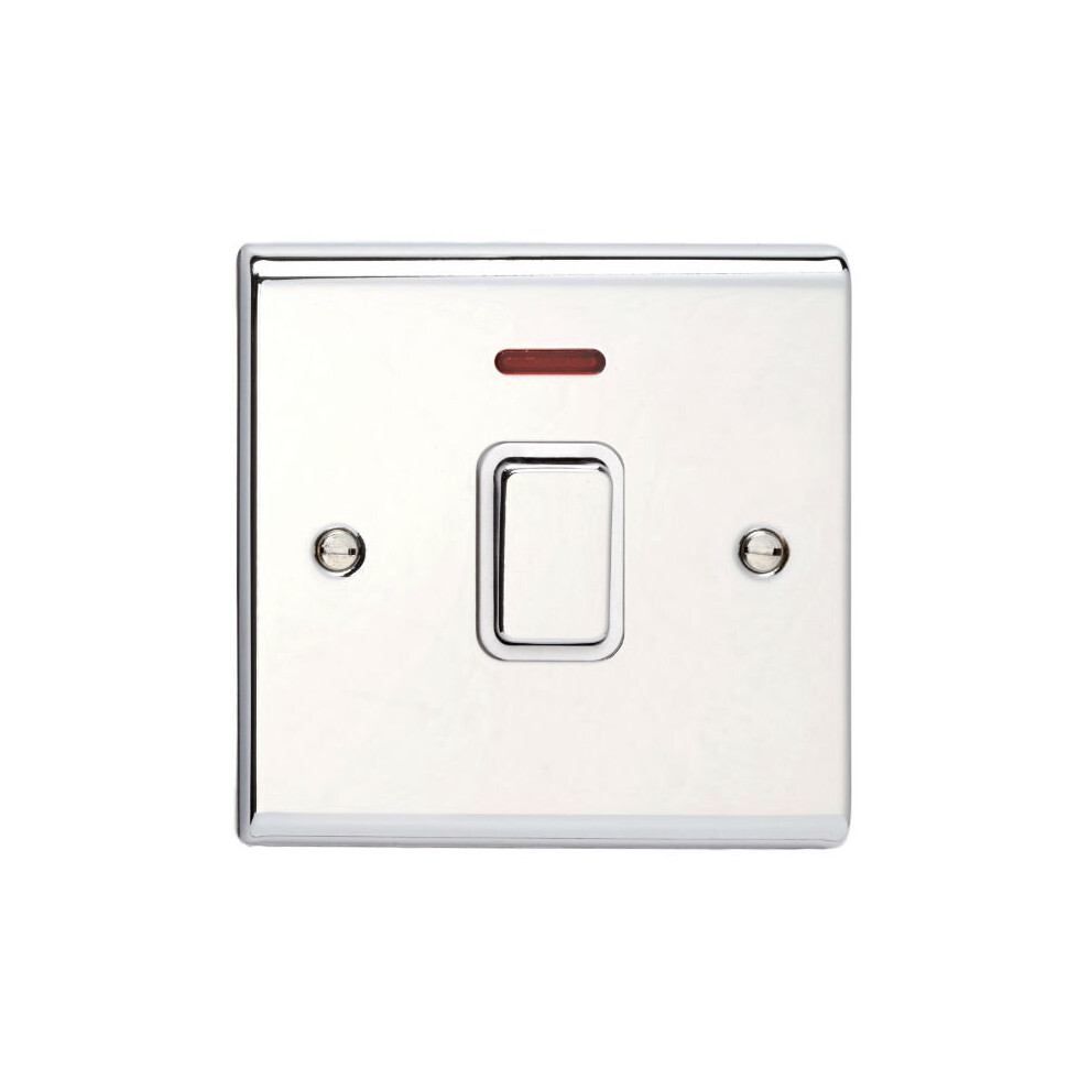 Deta Sd1391chw Dp Switch With Neon 20A Polished Chrome /White Inserts 5016211208994