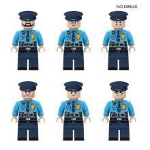 6PCS patrol duty police officers, urban professional building blocks, small figure puzzle toys