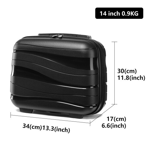 (Black, 14 inch) One Or Four Pieces Lightweight PP Hard Shell Suitcase With TSA Lock 2