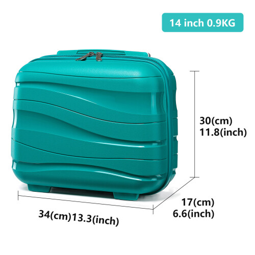 (Blue, 14 inch) One Or Four Pieces Lightweight PP Hard Shell Suitcase With TSA Lock 2