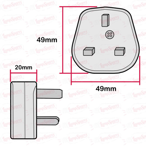 White 13A Plug Top with 3A Fuse and Strap Cord Grip 2