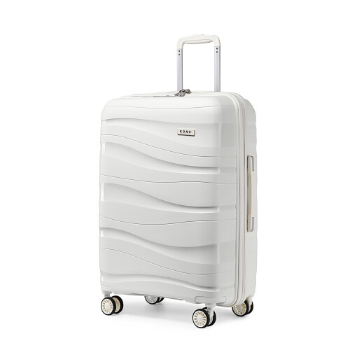 (White, 24 inch) One Or Four Pieces Lightweight PP Hard Shell Suitcase With TSA Lock