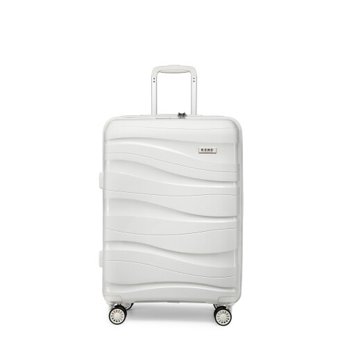 (White, 28 inch) One Or Four Pieces Lightweight PP Hard Shell Suitcase With TSA Lock 2
