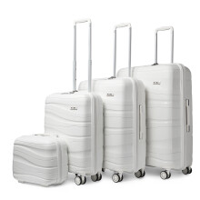 (White, 14/20/24/28 inch) One Or Four Pieces Lightweight PP Hard Shell Suitcase With TSA Lock