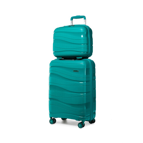 (Blue, 14/20 inch) One Or Four Pieces Lightweight PP Hard Shell Suitcase With TSA Lock