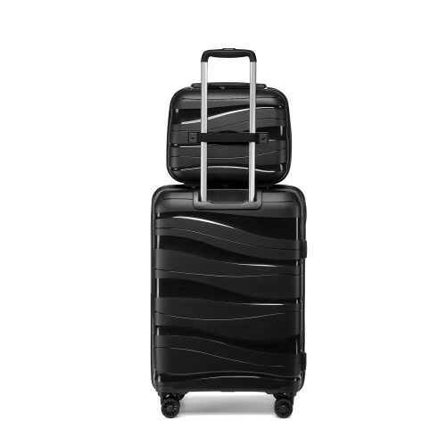 (Black, 14/20 inch) One Or Four Pieces Lightweight PP Hard Shell Suitcase With TSA Lock 2