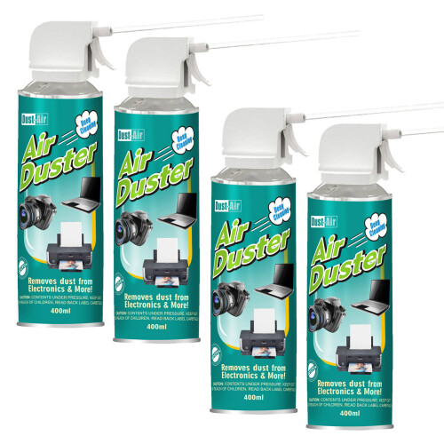 (4 x Cans) 400ml Compressed Air Duster Can Spray With Straw