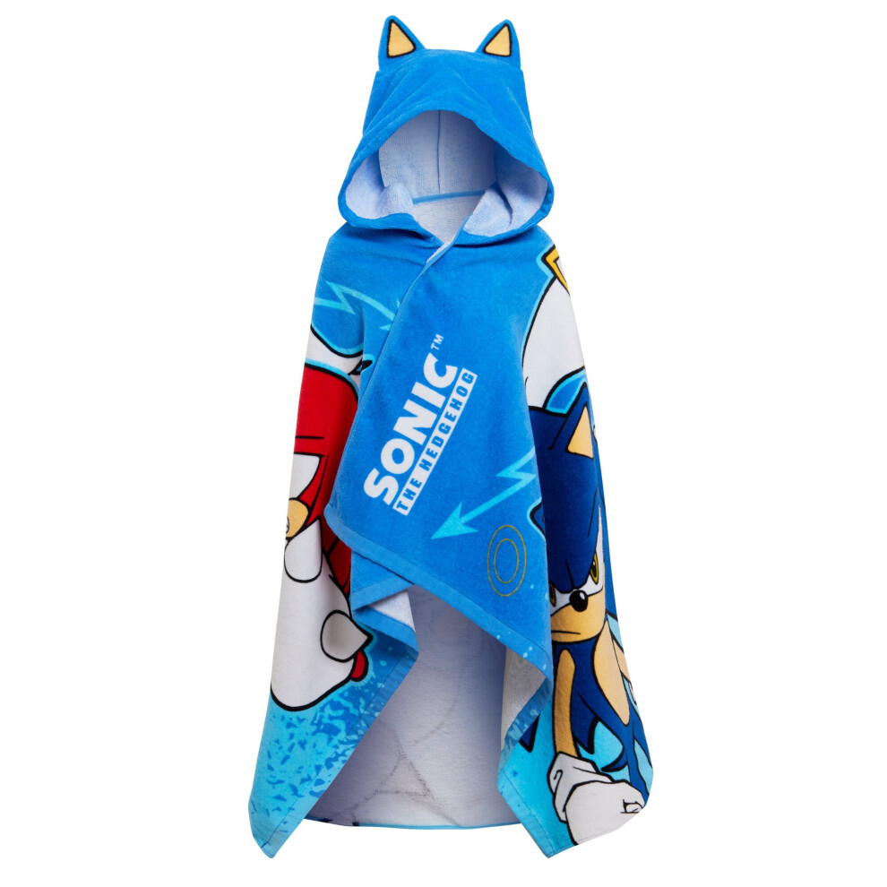 Sonic The Hedgehog (One Size) Hooded Towel Kids Poncho Beachtowel Bath Towel Swimming Wrap