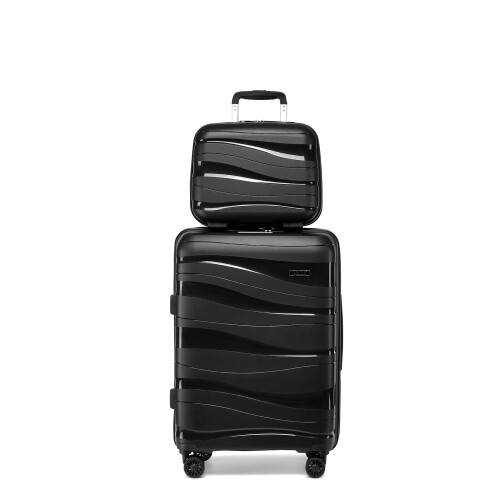 (Black, 14/20 inch) One Or Four Pieces Lightweight PP Hard Shell Suitcase With TSA Lock 1