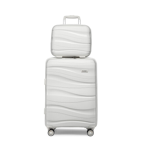 (White, 14/20 inch) One Or Four Pieces Lightweight PP Hard Shell Suitcase With TSA Lock 2