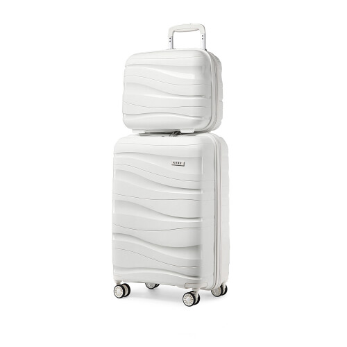 (White, 14/20 inch) One Or Four Pieces Lightweight PP Hard Shell Suitcase With TSA Lock