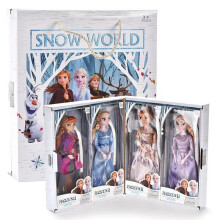 (26cm/11in 4pcs A) ce and Snow 2 Princess Anna Elsa Action Doll Toy Gift Box Set Series Dolls