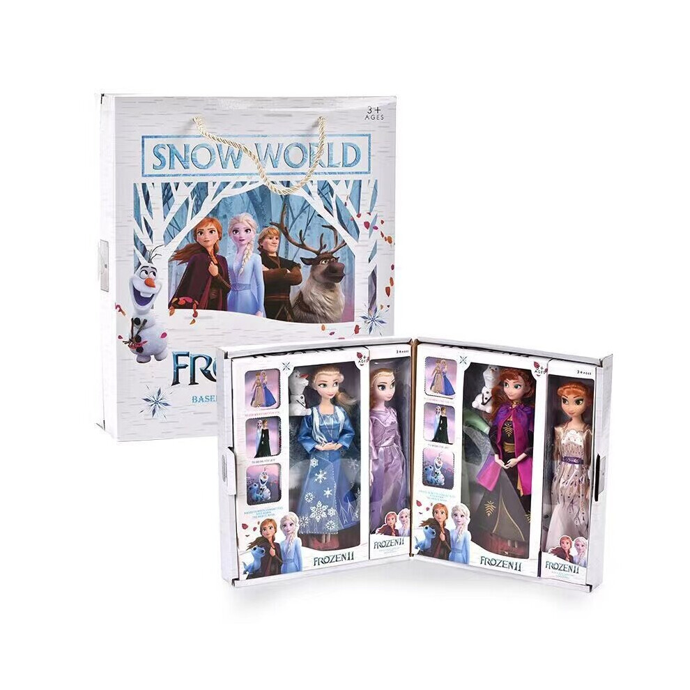 (26cm/11in 4pcs B) ce and Snow 2 Princess Anna Elsa Action Doll Toy Gift Box Set Series Dolls