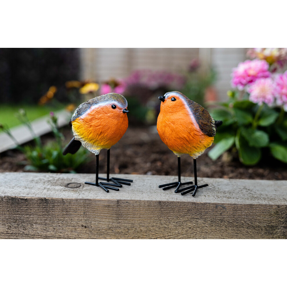 obin Redbreast Resin 2pc Bird Set Highly Detailed Garden Ornaments