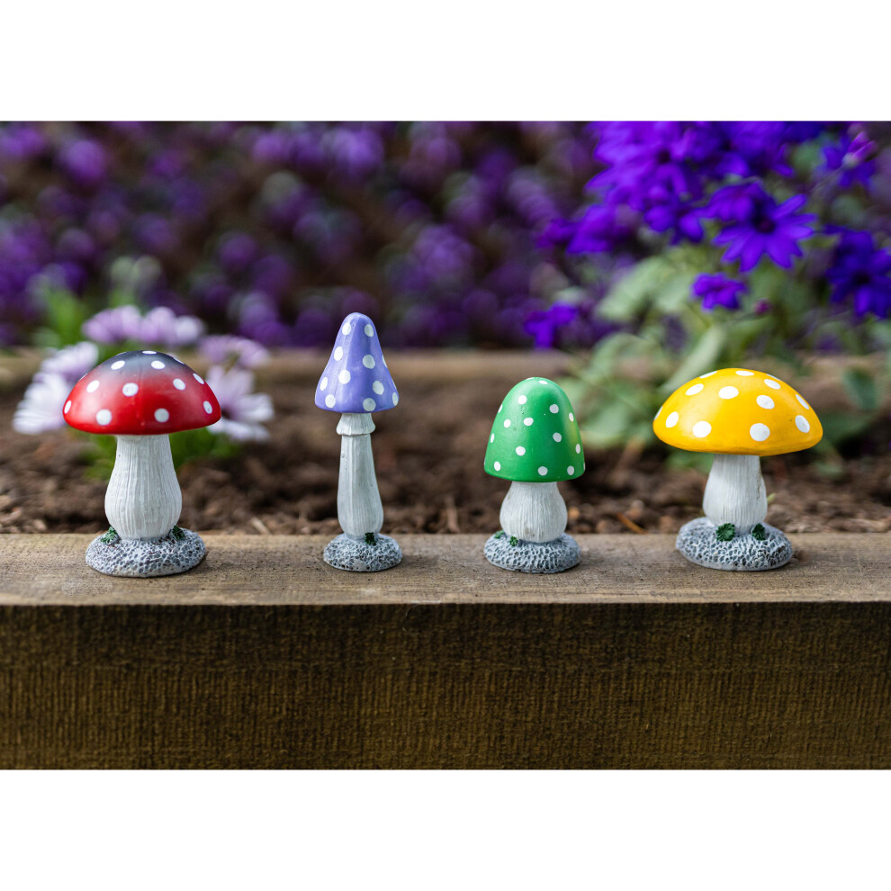 Toadstool Mushroom Set of Four Multi Colour Garden Ornaments