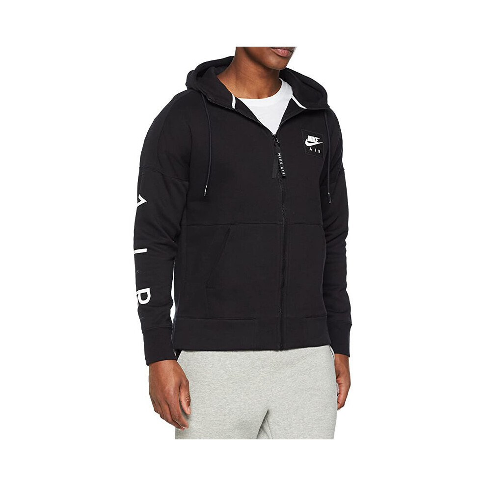 (S) NIKE AIR Mens Club Zip Hoodies Sweatshirt Black Hooded Jacket Sportswear S-XL