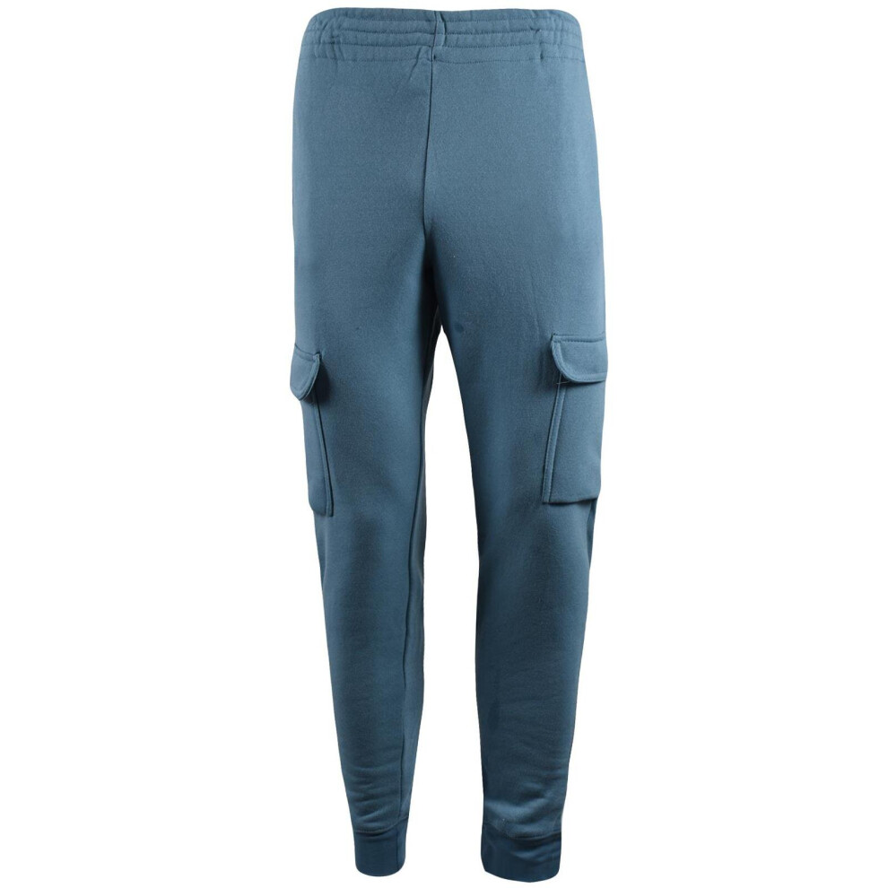 (Blue, M) Mens Fleece Combat Cargo Four Pocket Jogging Bottom