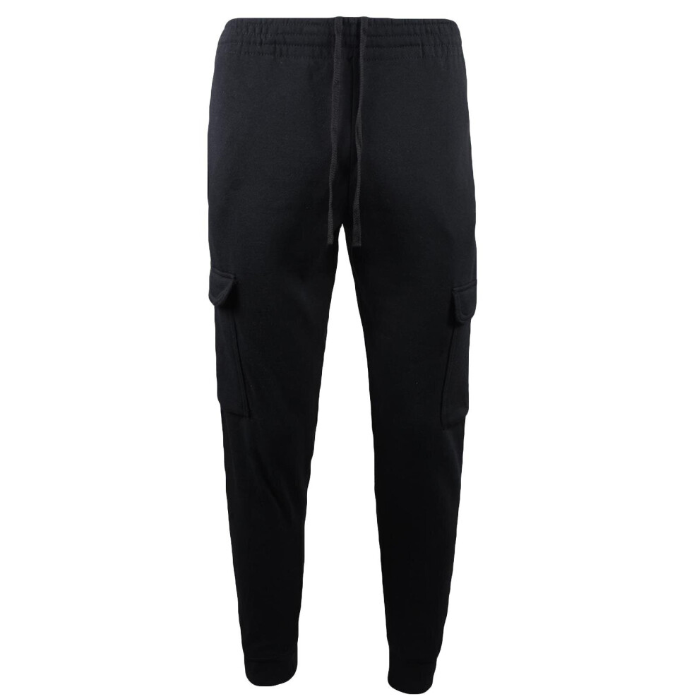 True Face (, 2XL) Mens Fleece Combat Cargo Four Pocket Jogging Bottom Black