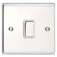 Deta SD1203CHW Light Switch 1G 2 Way 10Amp Polished Chrome White Insert