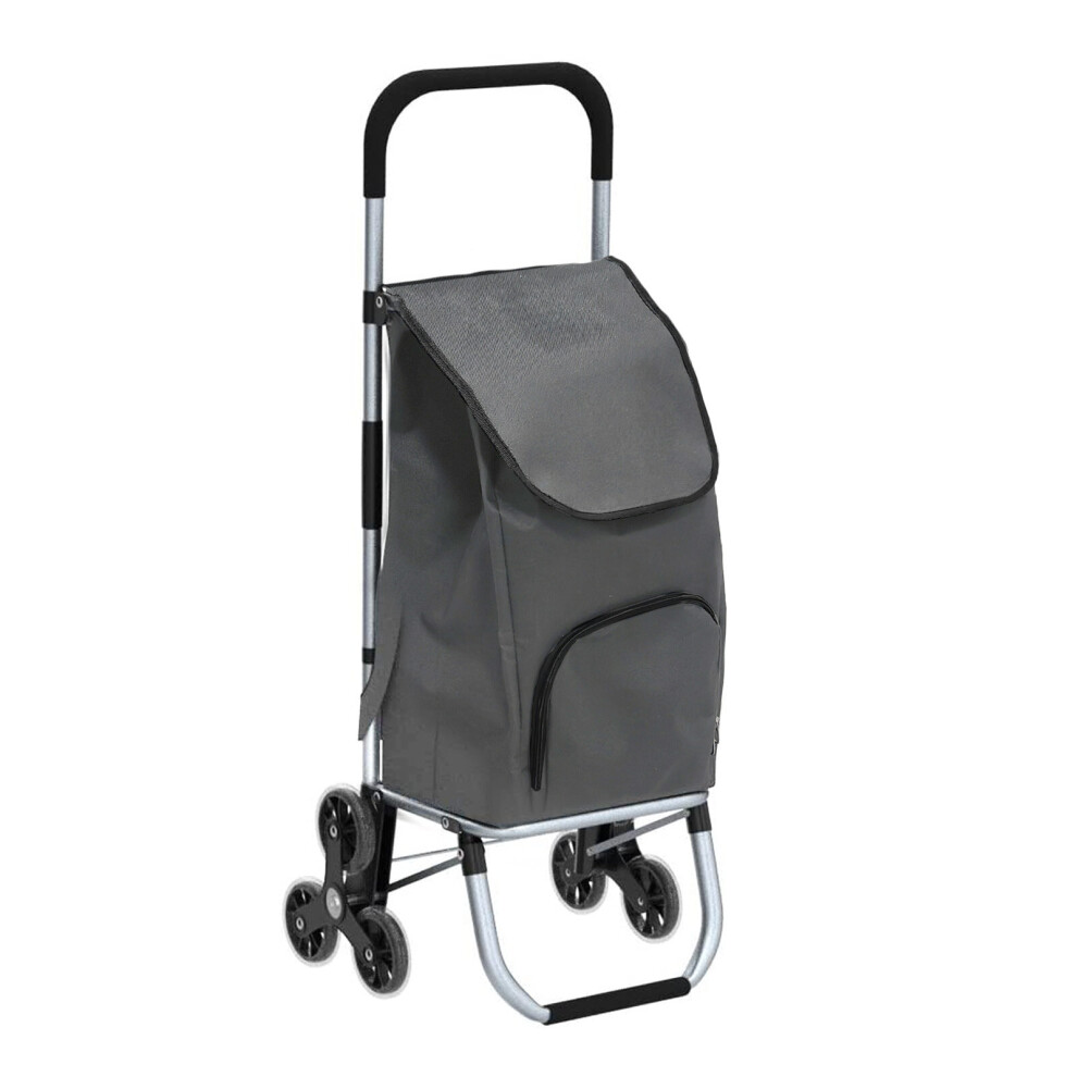 Grey Aluminium Lightweight Shopping Grocery Trolley with Stair Climbing Wheels