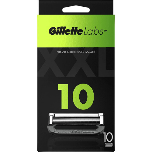 Gillette Labs with Exfoliating Bar and Heated Razor Blades, 10 Refills