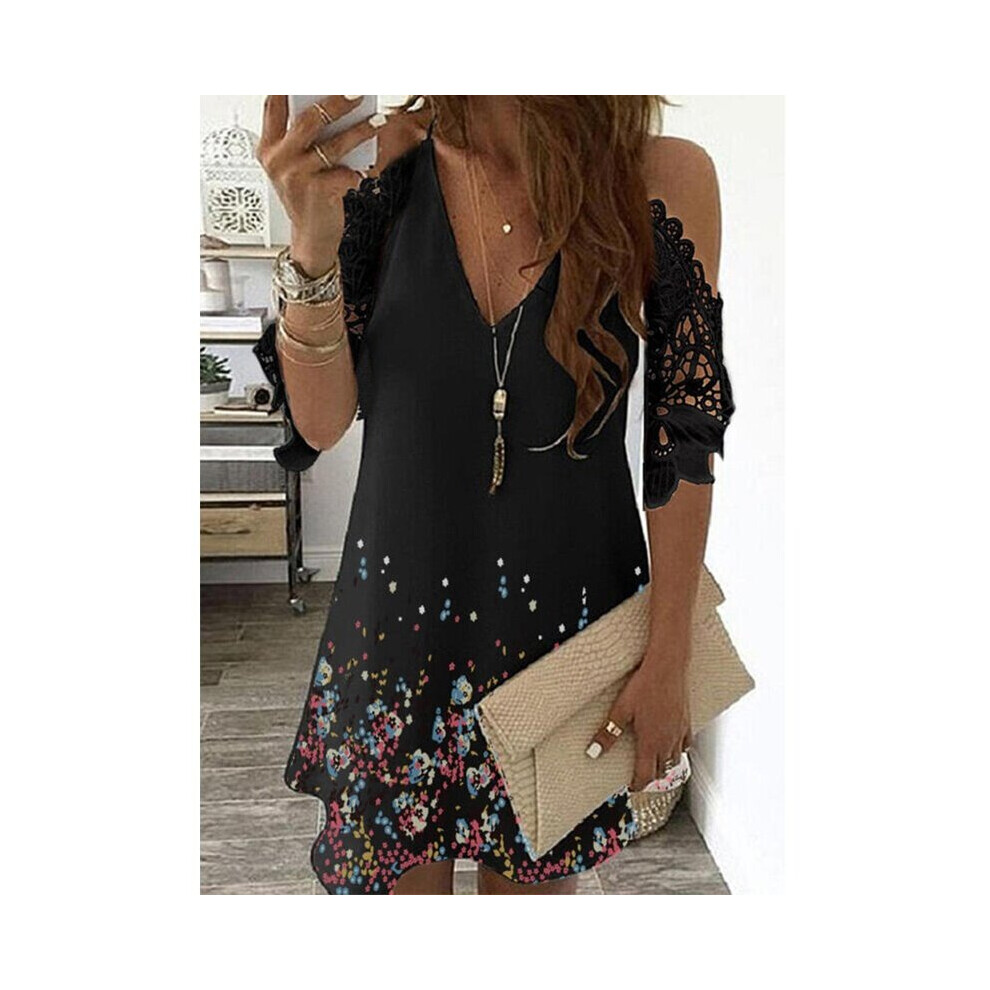 Print Floral Vintage Dress Women Summer Casual V-Neck Beach Sling Dress Off Shoulder Lace Party Dresses Robe-image-OPC-PBQC7MW-NEW