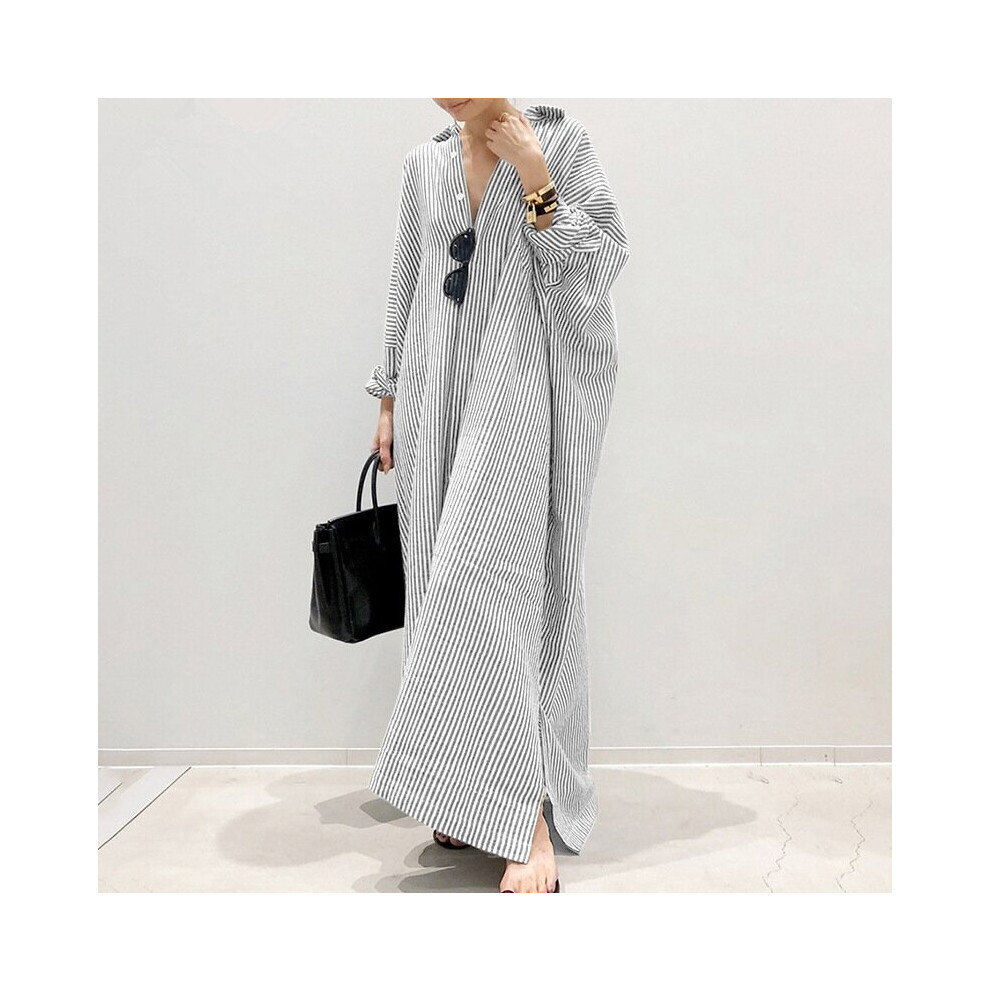 Cotton Linen Large Size 5XL Long Dress Women Long Sleeve Shirt Dress Long Dresses Pocket Button Shirt Dress Casual Robe Vestidos-image-OPC-PBQC9HD-NEW