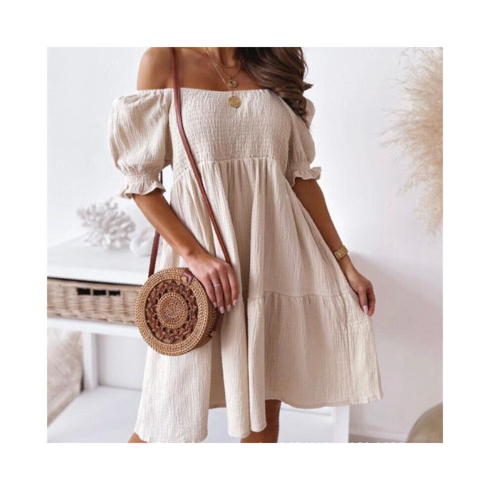 Women Sexy Mini Dress Lady Summer Casual Loose Beach Mini Dresses Puff Sleeve Dresses Boho Femme-image-OPC-PBQCBBP-NEW