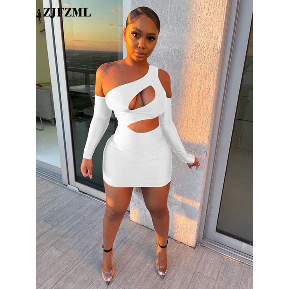 Inclined Shoulder Sleeveless Bandage Mini Dress Women Cut Out Hole Backless Bodycon Dresses Summer Birthday Party Dress on OnBuy